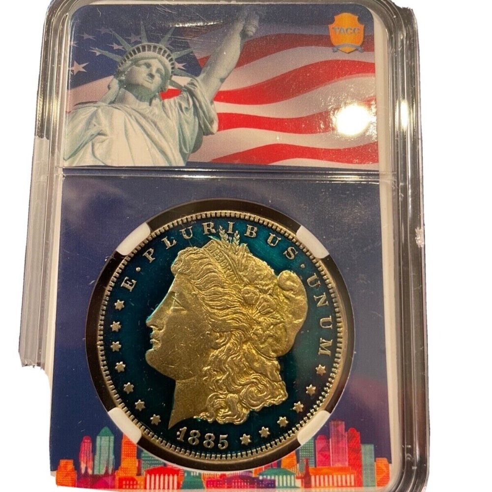 1885 MORGAN SILVER DOLLAR Genuine Fully Colorized Obverse and Reverse